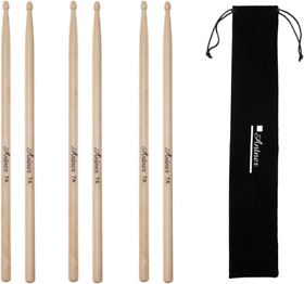 Antner 3 Pairs Maple Wood Drumsticks 7a Drum Sticks For Kids And Beginners