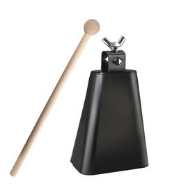 Goghost G2742 Steel Cowbell With Stick Noise Makers Hand 4 Inch Silver Black Beige