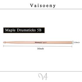 Vaisoeny 735881160412 5b Drumsticks Drum Sticks Maple For Kids And Ad